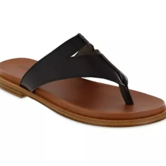MIA Amore Thong Sandal in Matte Black / Brown Size 9 NWT - Picture 1 of 8